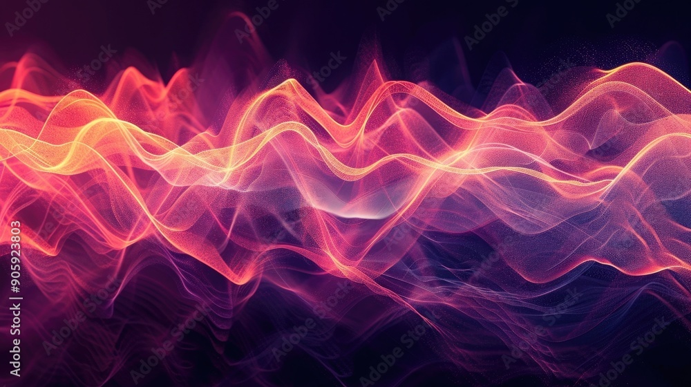 Poster harmonious sound waves with subtle rhythmic textures forming a captivating digital art composition e