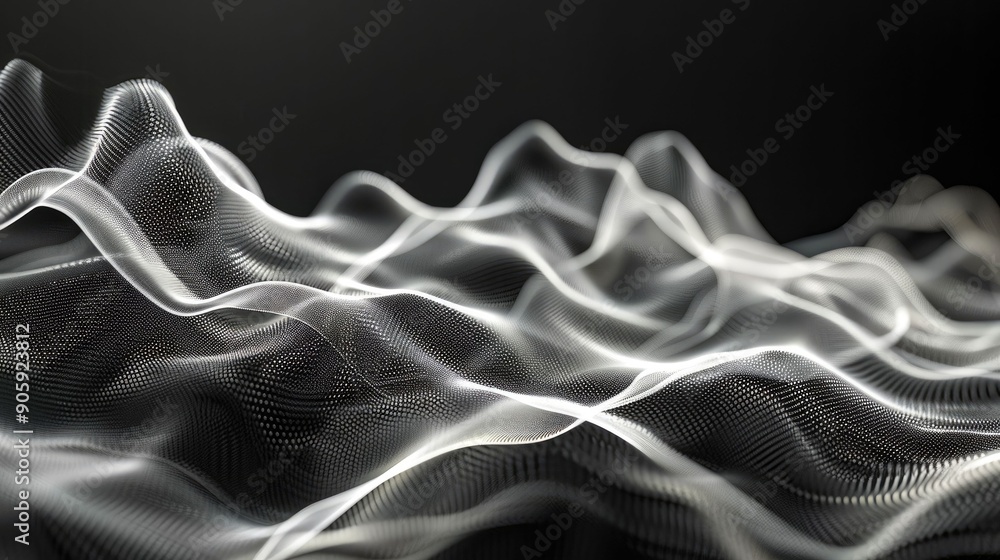 Poster captivating abstract composition of harmonic sound waves with subtle rhythmic textures and fluid dyn