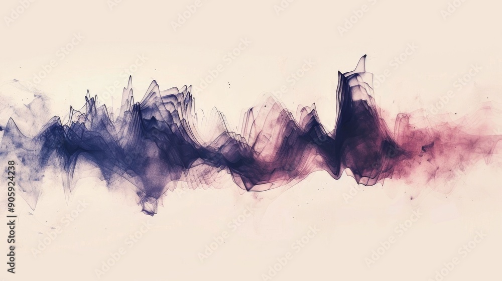 Poster captivating abstract digital art featuring subtle undulating sound waveform patterns with a calming 