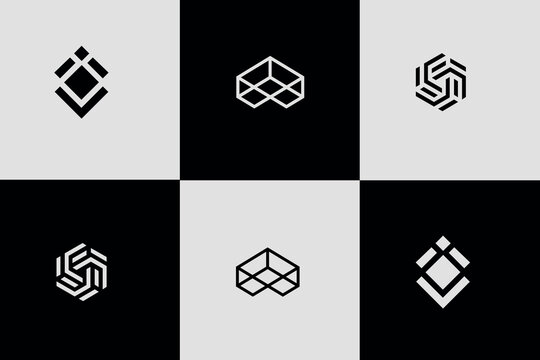 Innovative high tech logo template Vector abstract geometric graphic elements for design, Set of abstract sacred geometry symbol vector