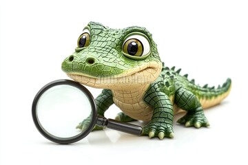 Obraz premium Crocodile with a magnifying glass