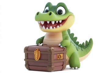 Crocodile with a treasure chest