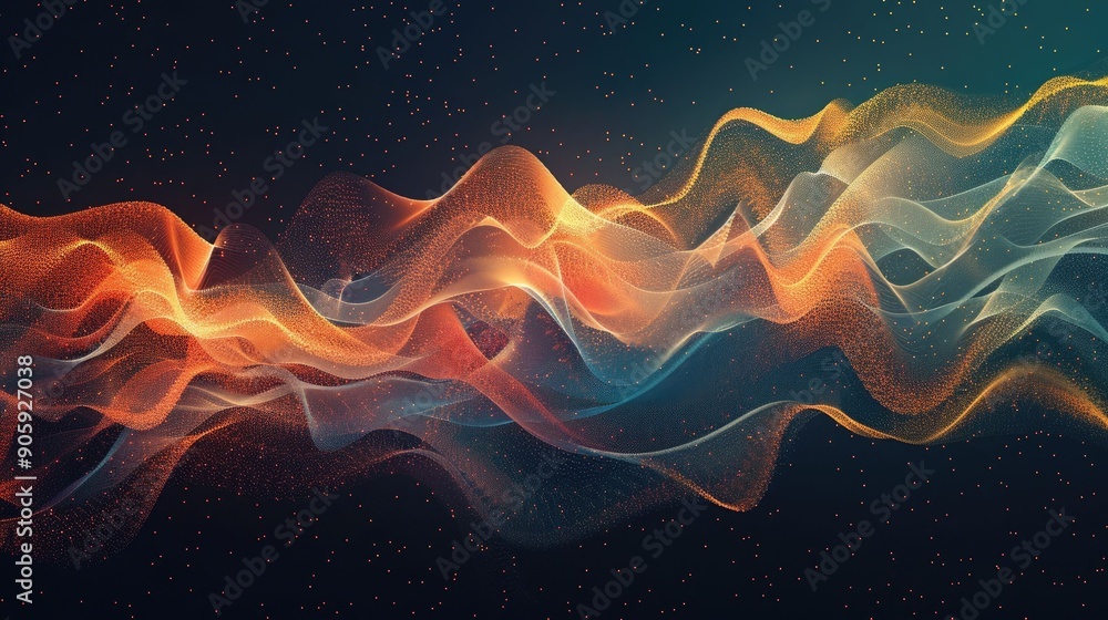 Poster captivating digital featuring mesmerizing waves of color and light creating a meditative and harmoni