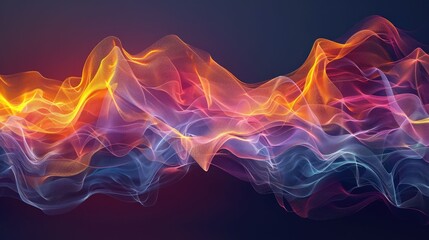 Obraz premium Meditative sound waves with harmonious neon curves and flowing abstract Colorful vibrant and mesmerizing abstract background with futuristic modern and technological elements