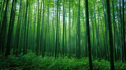 Naklejka premium beautiful bamboo forest in the morning