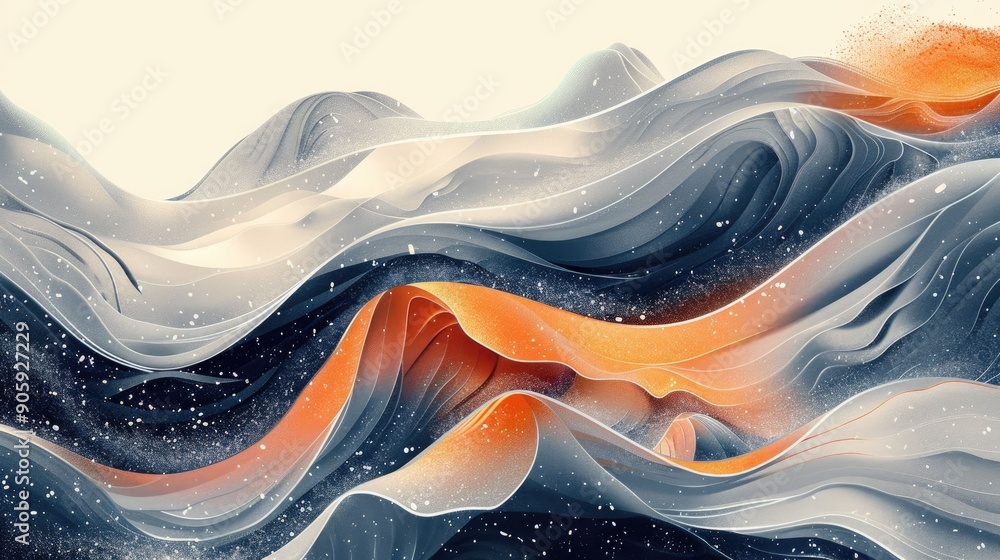 Poster mesmerizing abstract wave like fluid formations with a harmonious rhythm and subtle energy the capti