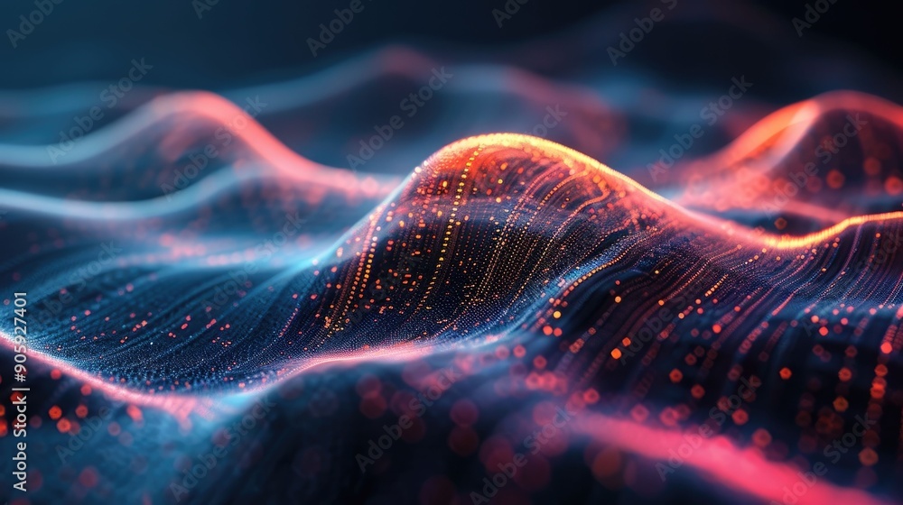 Poster captivating abstract graphics showcasing a gentle rhythm of ambient wave flow creating a mesmerizing
