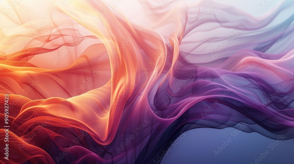 Poster graceful rhythm of vibrant ethereal flows in mystical gradient displays mesmerizing digital art with