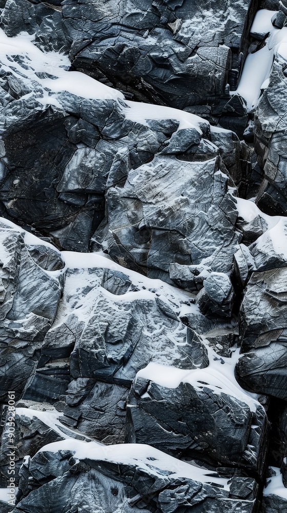 Poster rich stone textures adorned with snow create an engaging repeated pattern