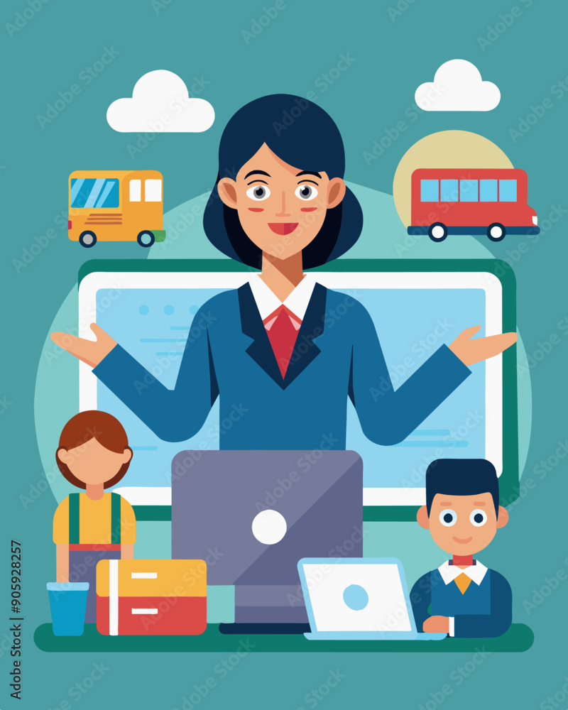 Poster a teacher using elearning platforms to teach students instead of having them come to a physical clas