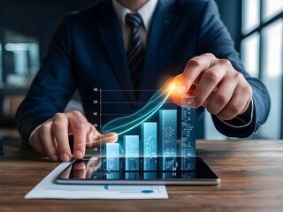 arrow pointing business growth, growing graph. Generative AI.