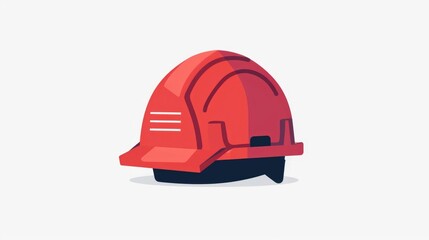 Fototapeta premium This depicts a red hard hat or safety helmet icon in a flat minimalist design style The hard hat is a critical piece of personal protective equipment PPE commonly worn by construction workers