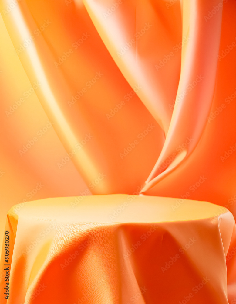 Poster abstract orange background with platform for product display
