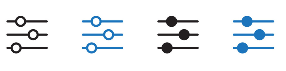 Settings icon sign set in outline style graphics design
