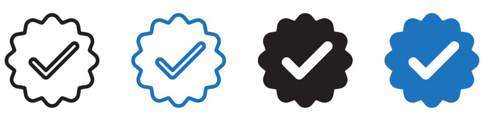 Verified icon sign set in outline style graphics design