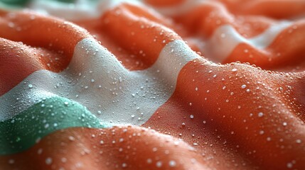 Close-up of a Wet Irish Flag with Water Droplets