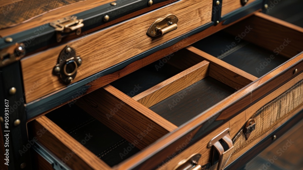Poster the inside of a trunk showcasing built in shelves and drawers perfect for storing accessories and sm