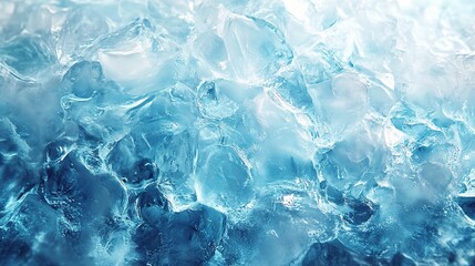 Obraz premium close-up, high-resolution image of a captivating and textured ice background. The icy blue hues and abstract shapes create a visually stunning and cool atmosphere. This image is per