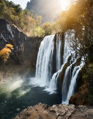 Beautiful waterfall in forest water natural