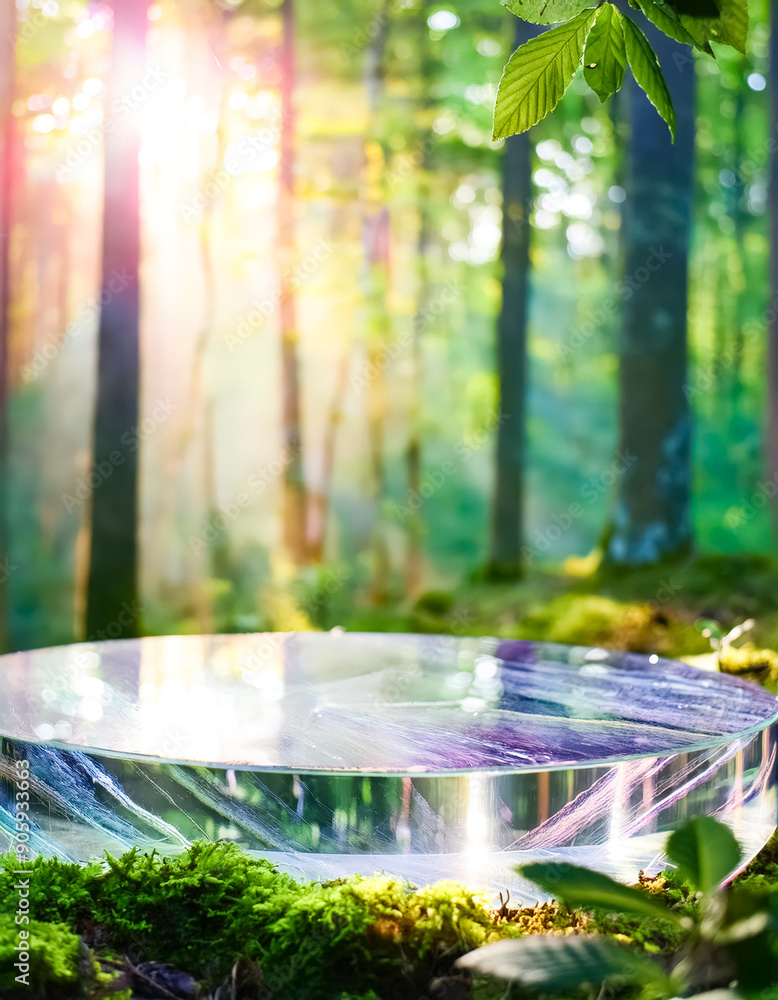 Canvas Prints Glass Podium in a Magical Forest