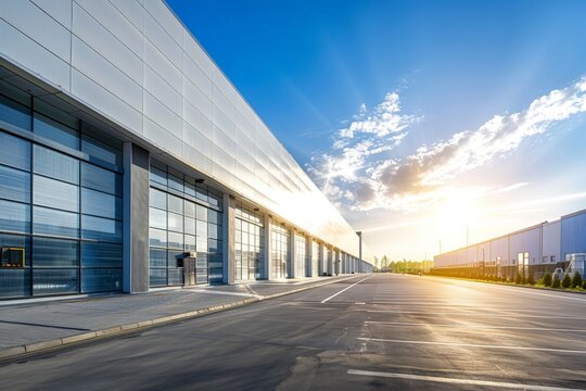 new factory on sunny day