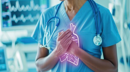 Heart and Lungs Digital Overlay on Medical Professional