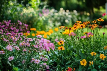 Beautiful flowers are blooming. in the garden, ai