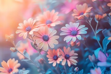 Obraz premium Beautiful flowers made with color filters for background, ai