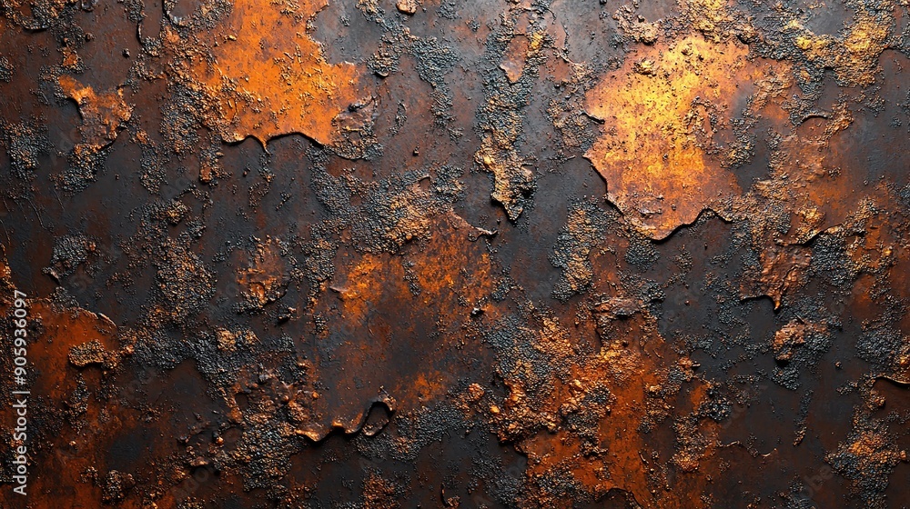 Poster rustic metallic canvas: a tapestry of time, this image showcases the raw beauty of rust and decay on