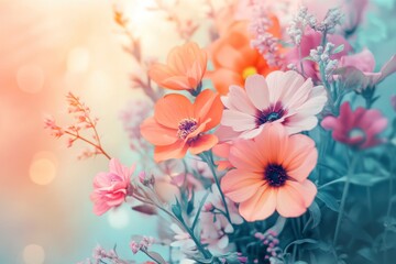 Beautiful flowers made with color filters for background, ai