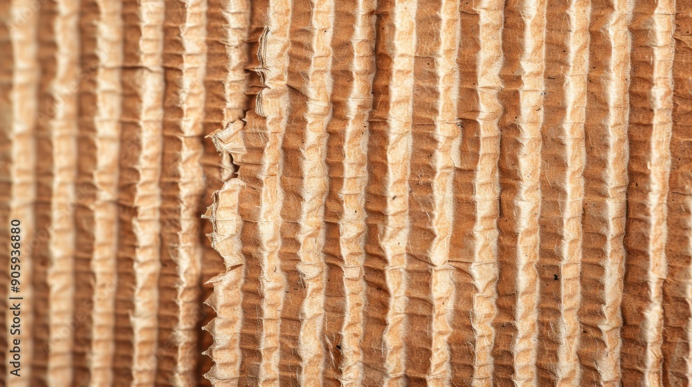 Aufkleber a close-up view of textured corrugated cardboard showcasing its unique patterns and hues