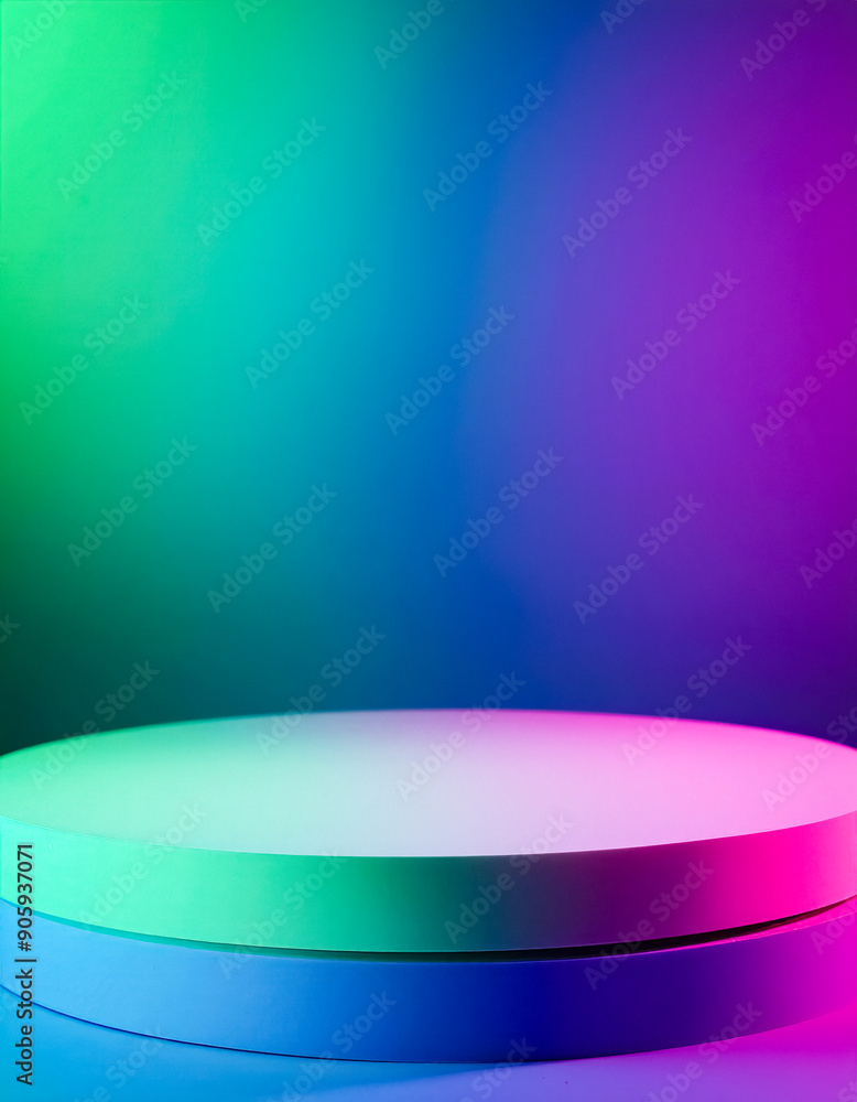 Poster colorful gradient background with a circular platform