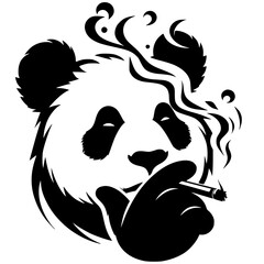 Silhouette portrait of a panda smoking