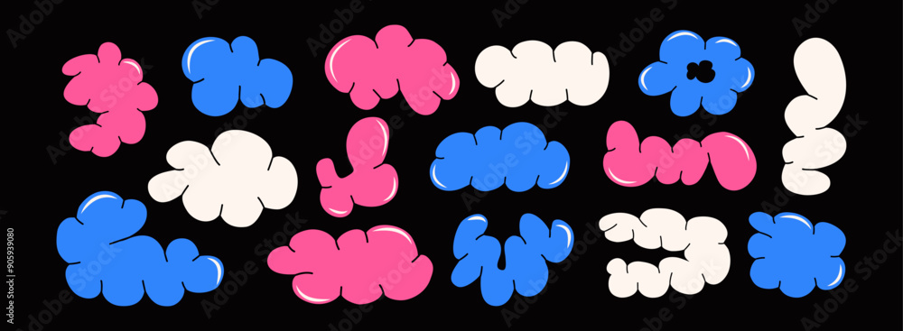 Poster set of balloons in a trendy style. elements and shapes. vector. retro graffiti. abstract vintage aes