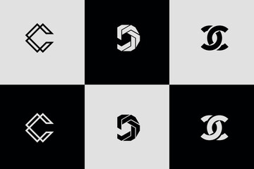 Set of creative initial letter c logo design, creative letter C logo icon set. design for business of luxury