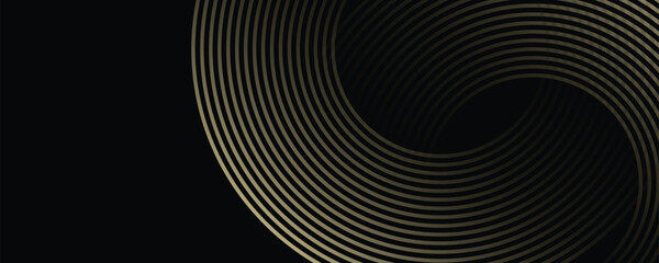 Black abstract modern background. abstract background of geometric patterns and golden circle patterns.