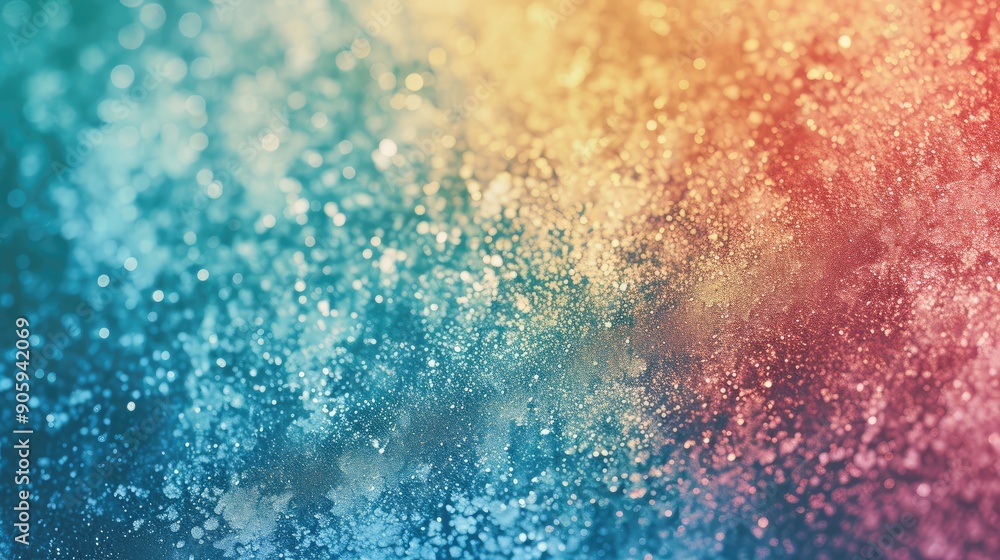 Poster abstract blue and gold bokeh background with sparkling lights.