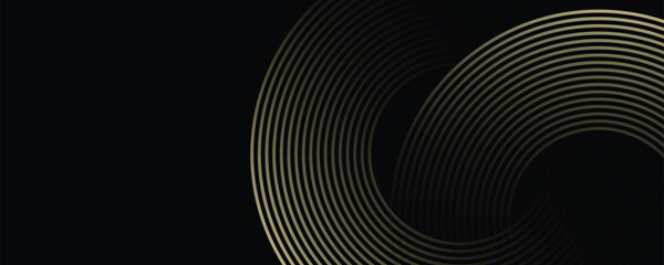 Black abstract modern background. abstract background of geometric patterns and golden circle patterns.