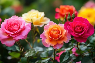 Beautiful roses in the garden ,  ai