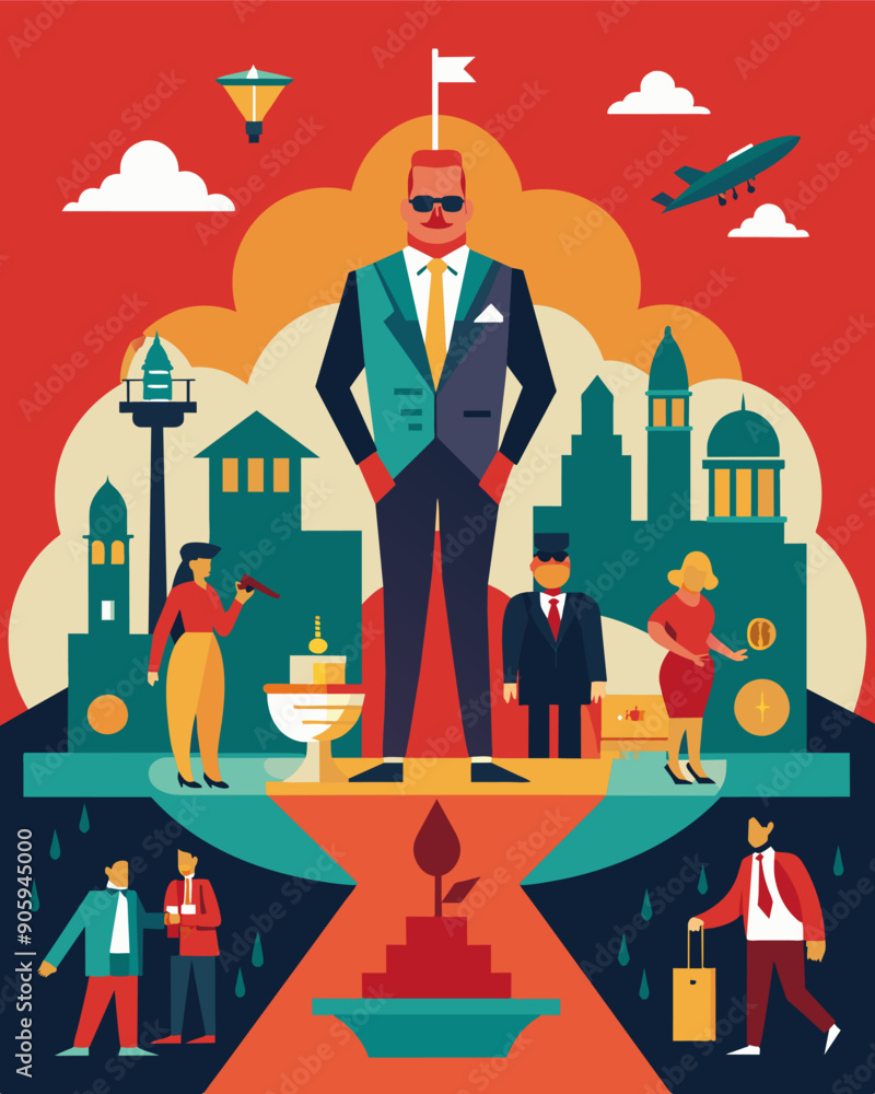 Poster a wealthy elite class living in luxury while the majority of the population struggles to survive.. v