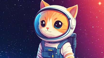 Cute cat astronaut in spacesuit. Vector hand drawn illustration.