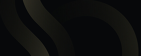 Black abstract modern background. abstract background of geometric patterns and golden circle patterns.