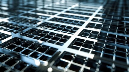 Aluminum heat with rows and columns arranged in perfect symmetry, designed to showcase the sleek design elements and technological innovations associated with industrial metalwork
