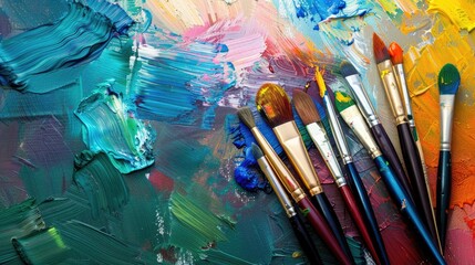 Obraz premium Concept of art education with color focused backdrop for text