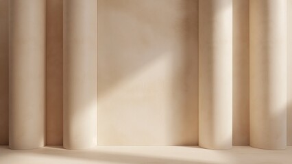 Classic room with beige columns and walls