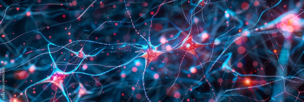 Aufkleber abstract representation of a neural network with blue and red connections, symbolizing communication