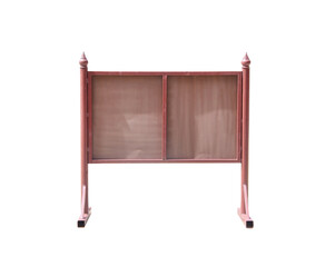 Blank brown board menu with steel pole stand isolated on white background , clipping path