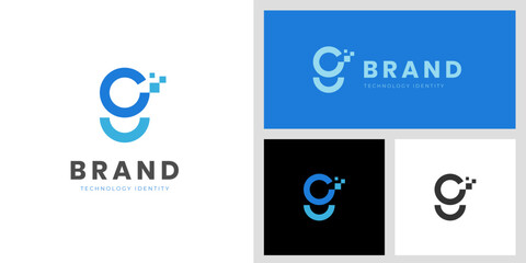 digital technology start up logo icon design with initial letter g brand identity for business brand mark creative logo template