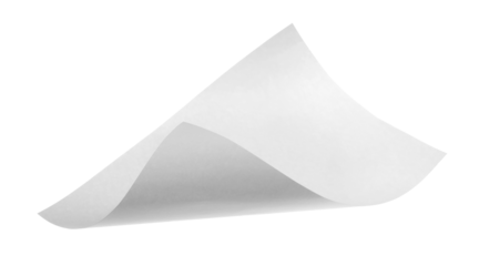 White paper flying, sheet falls and twists isolated on white, clipping path