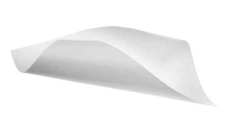 White paper flying, sheet falls and twists isolated on white, clipping path
